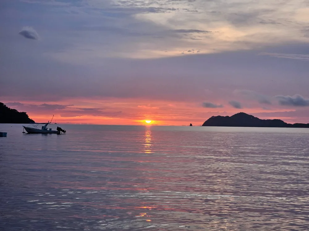 Sunset over the bay at Playas del Coco